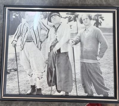 Vintage The Three Stooges Golf Scene Framed Picture – Moe, Larry & Curly - Thumbnail 2