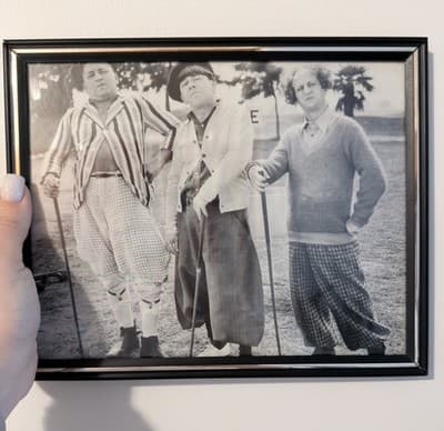 Vintage The Three Stooges Golf Scene Framed Picture – Moe, Larry & Curly