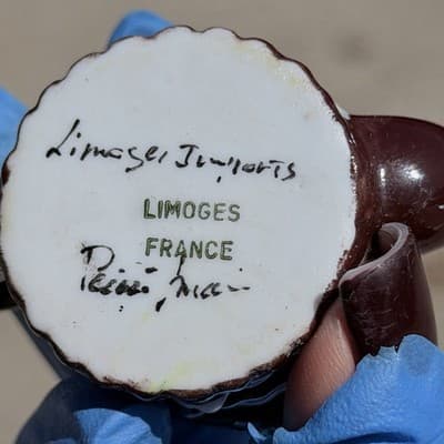 Limoges France Peint Main Mini Teapot Trinket Box Hinged Hand Painted - Thumbnail 9
