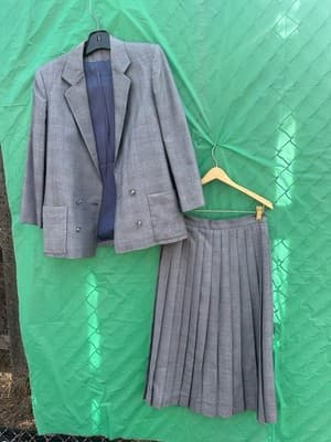 Vintage Chapin & Co Gray Plaid Skirt Suit Set Pleated Women 10