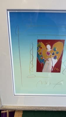 Peter Max Style Framed Angel Art Print 21x18 Contemporary Colorful Decor - Thumbnail 4