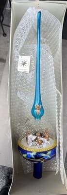 Christopher Radko Nativity Snowfall Italy Glass Tree Topper In Box Rare