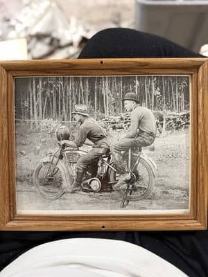 Vintage Servi-Cycle Motorcycle Photo With Wood Frame 11*9