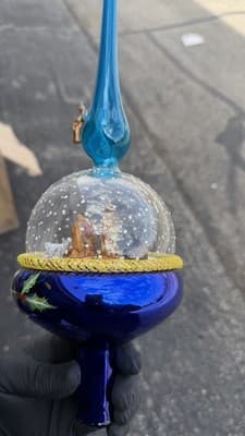 Christopher Radko Nativity Snowfall Italy Glass Tree Topper In Box Rare - Thumbnail 12