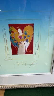 Peter Max Style Framed Angel Art Print 21x18 Contemporary Colorful Decor - Thumbnail 5