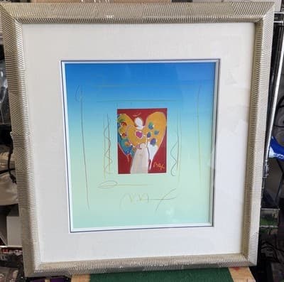 Peter Max Style Framed Angel Art Print 21x18 Contemporary Colorful Decor - Thumbnail 2