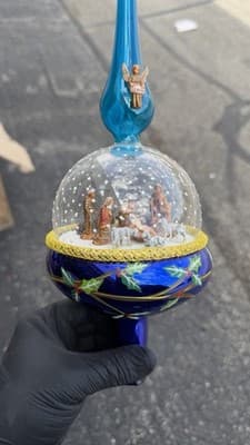 Christopher Radko Nativity Snowfall Italy Glass Tree Topper In Box Rare - Thumbnail 10