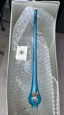 Christopher Radko Nativity Snowfall Italy Glass Tree Topper In Box Rare - Thumbnail 5