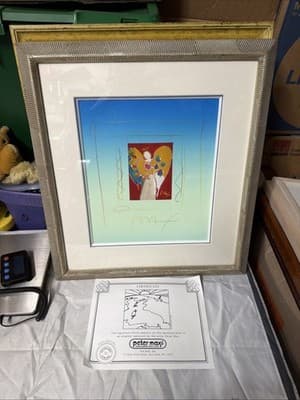 Peter Max Style Framed Angel Art Print 21x18 Contemporary Colorful Decor