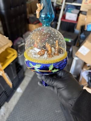 Christopher Radko Nativity Snowfall Italy Glass Tree Topper In Box Rare - Thumbnail 17
