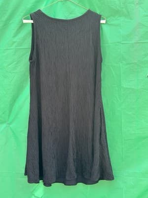 Anne Klein Black Pleated Dress Minimalist Lagenlook Sleeveless M - Thumbnail 5