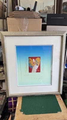 Peter Max Style Framed Angel Art Print 21x18 Contemporary Colorful Decor - Thumbnail 3