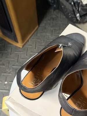 Franco Sarto Black Leather Slingback Heels Zip Front Women’s Shoes - Thumbnail 4