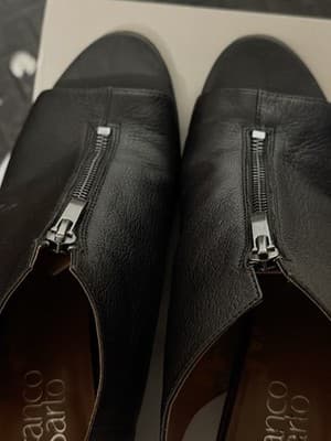 Franco Sarto Black Leather Slingback Heels Zip Front Women’s Shoes - Thumbnail 5
