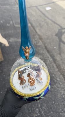 Christopher Radko Nativity Snowfall Italy Glass Tree Topper In Box Rare - Thumbnail 11