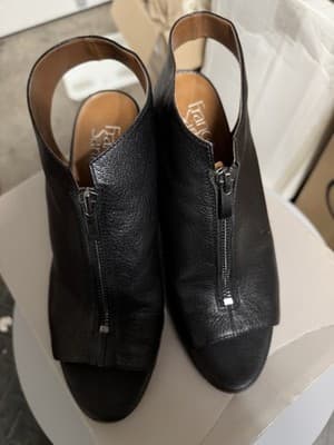 Franco Sarto Black Leather Slingback Heels Zip Front Women’s Shoes - Thumbnail 7