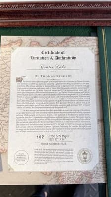 Thomas Kinkade Crater Lake Framed Limited Edition Print 102/750 COA - Thumbnail 3
