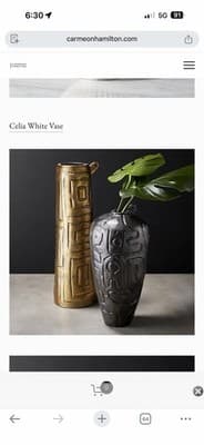 Set of 2 Modern Textured Ceramic Vases Gold & Black Abstract Decor 15” - Thumbnail 9