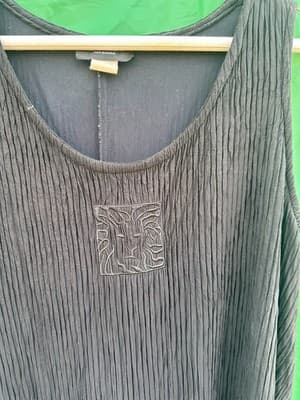Anne Klein Black Pleated Dress Minimalist Lagenlook Sleeveless M - Thumbnail 2