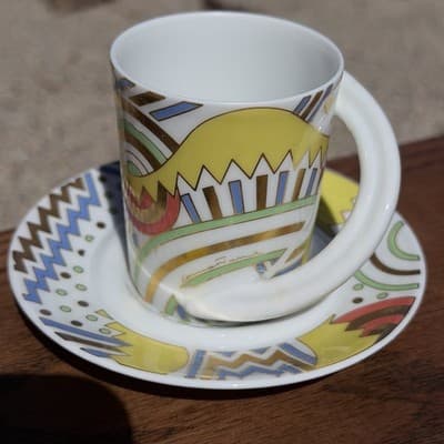 Rosenthal Studio Linie Espresso Cup Saucer Laura Fiume Germany Art Deco Memphis - Thumbnail 3