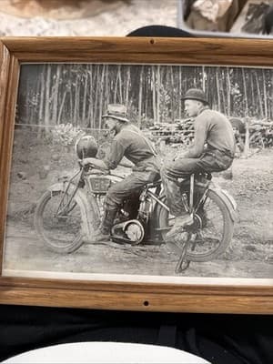 Vintage Servi-Cycle Motorcycle Photo With Wood Frame 11*9 - Thumbnail 9
