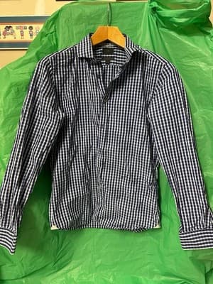 Banana Republic Lecgino Blue Gingham Button Down Shirt Italian Fabric Men’s M
