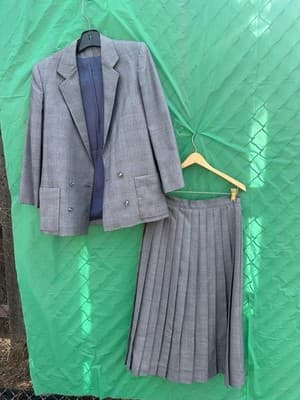 Vintage Chapin & Co Gray Plaid Skirt Suit Set Pleated Women 10 - Thumbnail 2