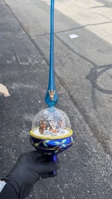 Christopher Radko Nativity Snowfall Italy Glass Tree Topper In Box Rare - Thumbnail 9