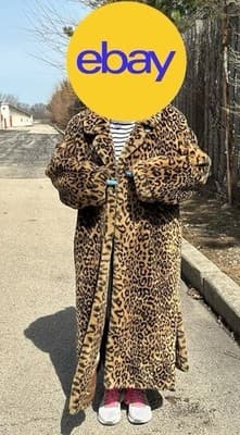Dennis Basso Faux Fur Coat Leopard Print Long Maxi Coat Women Size L Luxury - Thumbnail 2