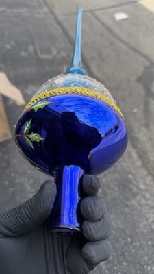 Christopher Radko Nativity Snowfall Italy Glass Tree Topper In Box Rare - Thumbnail 13