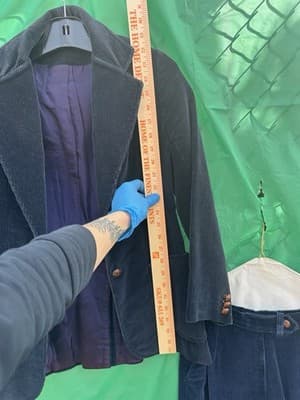Saks Fifth Avenue Corduroy Suit Set Blazer Skirt Navy Women M - Thumbnail 7