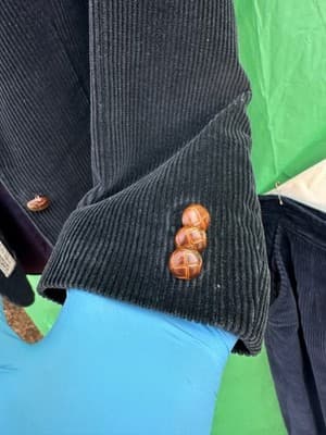 Saks Fifth Avenue Corduroy Suit Set Blazer Skirt Navy Women M - Thumbnail 4
