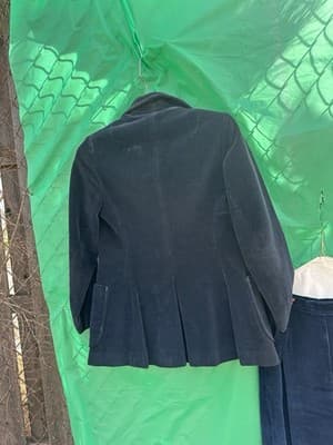 Saks Fifth Avenue Corduroy Suit Set Blazer Skirt Navy Women M - Thumbnail 10