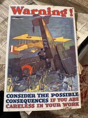 Porcelain On Steel Sign Ande Rooney AVIATION WARNING AMERICANA 1988 - Thumbnail 3