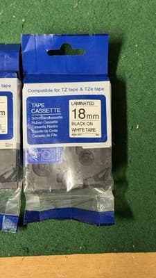 2x 18mm Black on White Label Tape TZ TZe Compatible for Brother - Thumbnail 4
