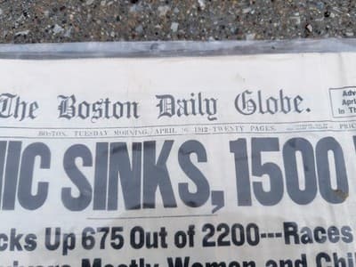 Titanic Sinks 1500 Die The Boston Daily Globe April 16 1912 Reproduction - Thumbnail 4