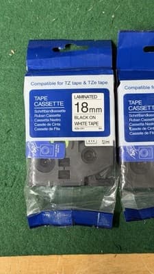 2x 18mm Black on White Label Tape TZ TZe Compatible for Brother - Thumbnail 5