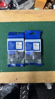 2x 18mm Black on White Label Tape TZ TZe Compatible for Brother - Thumbnail 2