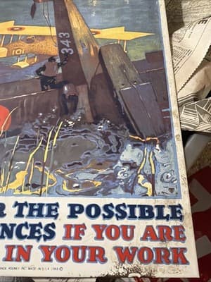 Porcelain On Steel Sign Ande Rooney AVIATION WARNING AMERICANA 1988 - Thumbnail 5