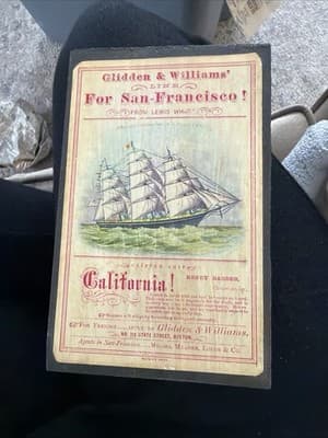Vintage Clipper Ship Advertising Plaque Glidden & Williams San Francisco