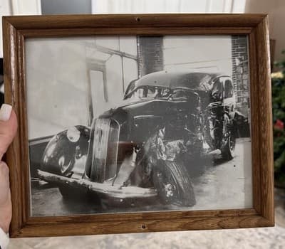 Abyss Framed Vintage Style Print – Abandoned 1930s American Sedan – Pre-War Era