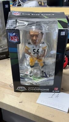 LaMarr Woodley #56 Steelers Super Bowl XLIII Ring Base Bobble 160/2009 - Thumbnail 3