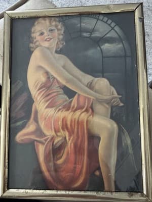 Vintage Pin-Up Glamour Print Framed – 1930s Style Art, Gold Tone Frame - Thumbnail 9