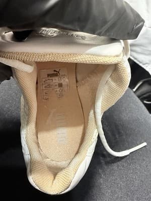 PUMA White Leather Sneakers Women US 6 EU 36 Gold Logo Lace Up - Thumbnail 5