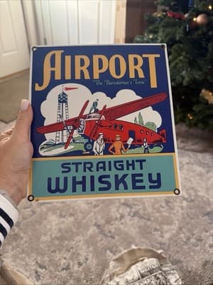 Airport Whiskey Vintage Look Advertising Metal Sign 9 x 8 - Thumbnail 2