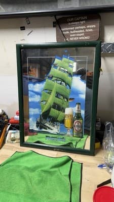 Vintage Beck's Beer Mirror Sign - Sailing Ship "Alexander von Humboldt"