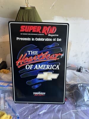 Super Rod Magazine Chevrolet Heartbeat of America Metal Sign 24x16