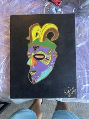 Elaine Murray Original Abstract Mask Painting Acrylic on Canvas Signed