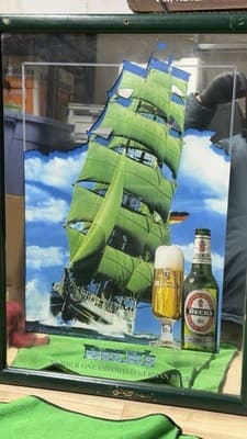 Vintage Beck's Beer Mirror Sign - Sailing Ship "Alexander von Humboldt" - Thumbnail 2