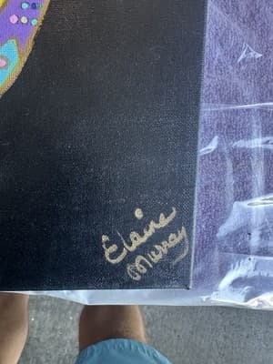 Elaine Murray Original Abstract Mask Painting Acrylic on Canvas Signed - Thumbnail 3